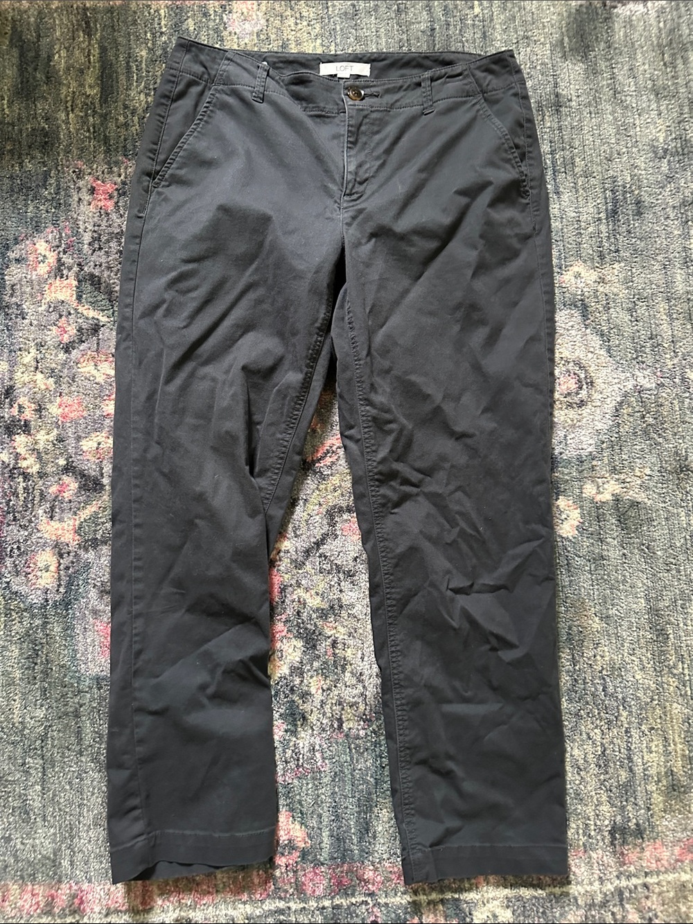 LOFT The Monroe Slim Charcoal Gray Straight Chinos Business Casual Women’s 6